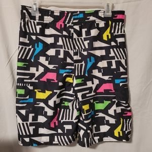 Retro OP Swim/Surf trunks in neon and black
